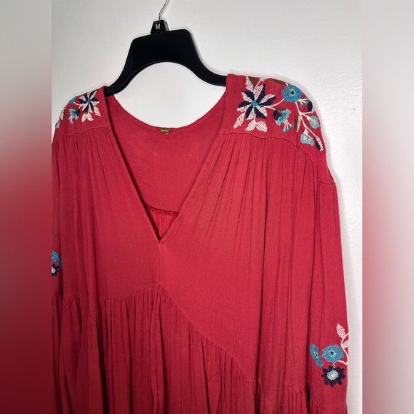 Free People Te Amo‎ Embroidered Dress bell sleeve sz Small - Picture 7 of 11